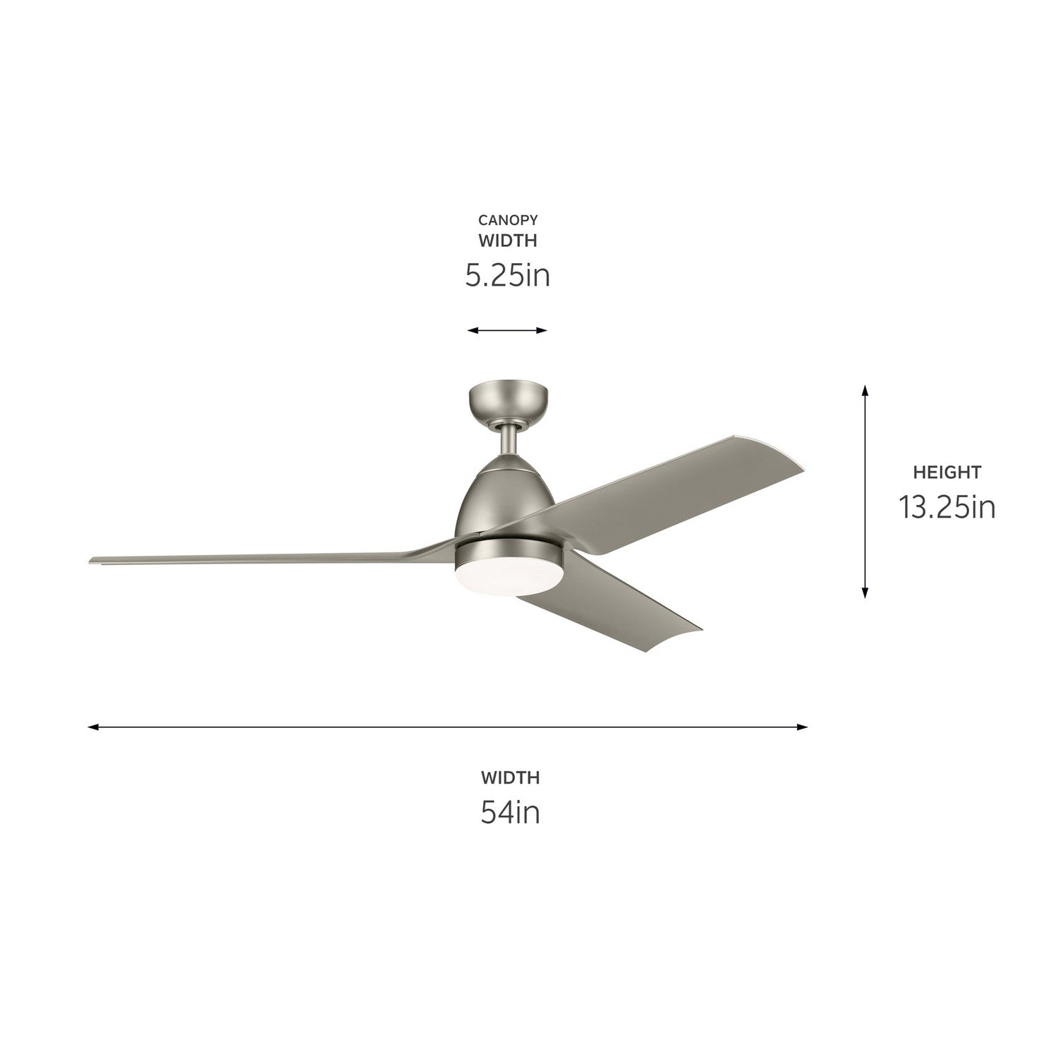 Kichler - 310254NI - 54"Ceiling Fan - Fit - Painted Brushed Nickel