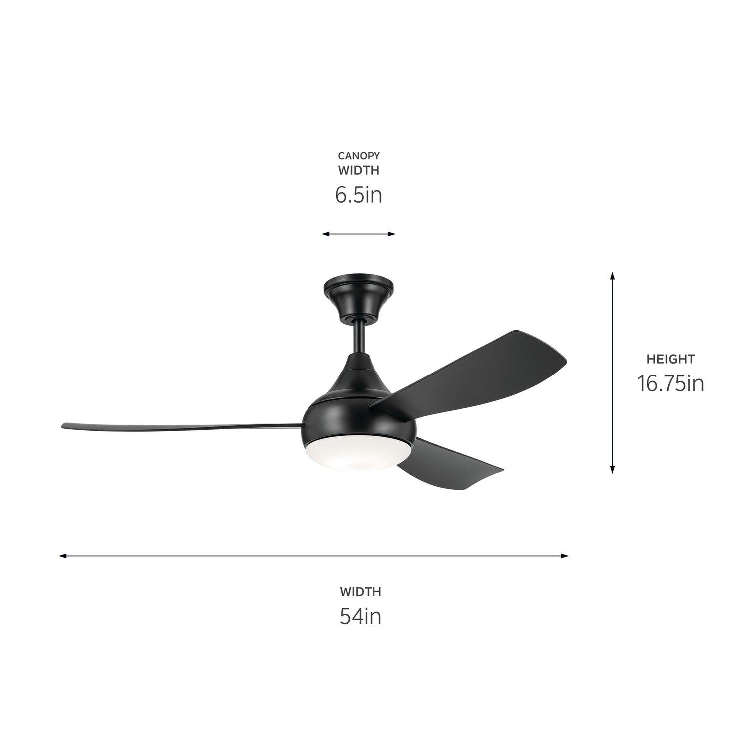 Kichler - 310354SBK - 54"Ceiling Fan - Ample - Satin Black