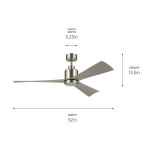 Kichler - 310452BSS - 52"Ceiling Fan - True - Brushed Stainless Steel