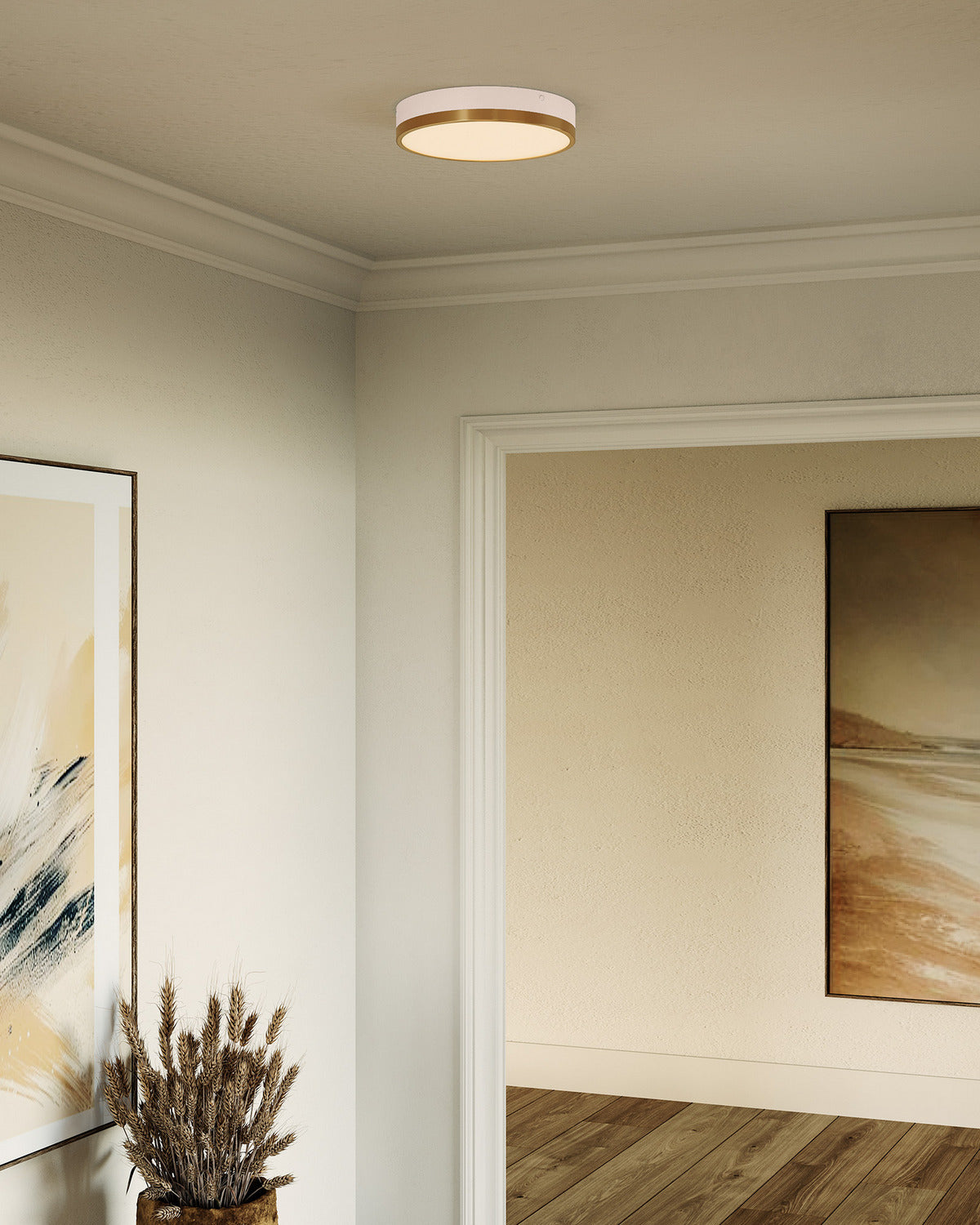 Alora - FM554211AGWH-5CCT - LED Flush Mount - Adelaide - Aged Gold/White