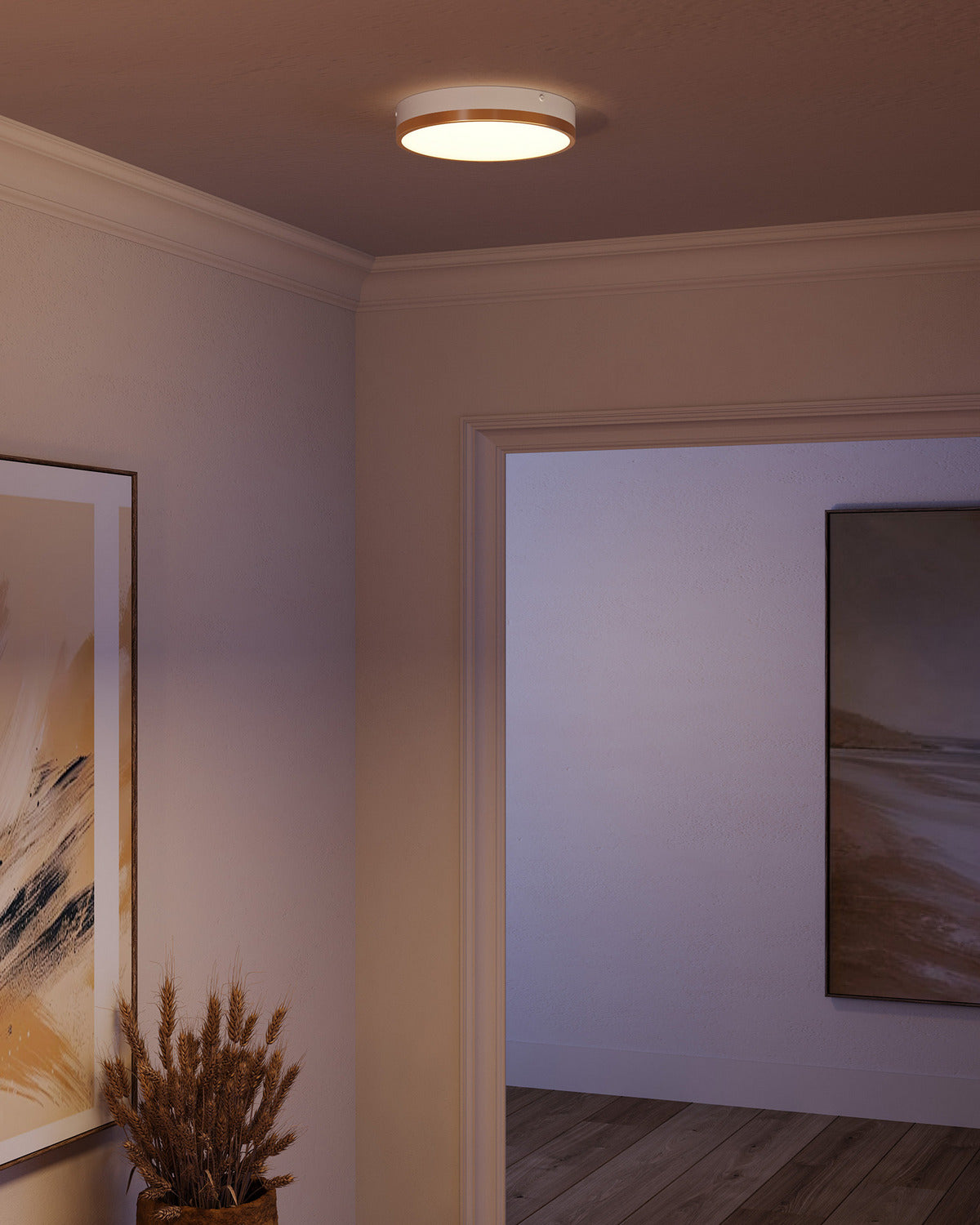 Alora - FM554211AGWH-5CCT - LED Flush Mount - Adelaide - Aged Gold/White