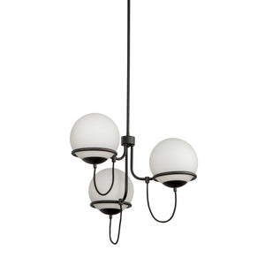 Alora - CH458323MBOP - Three Light Chandelier - Alba - Matte Black/Opal Glass