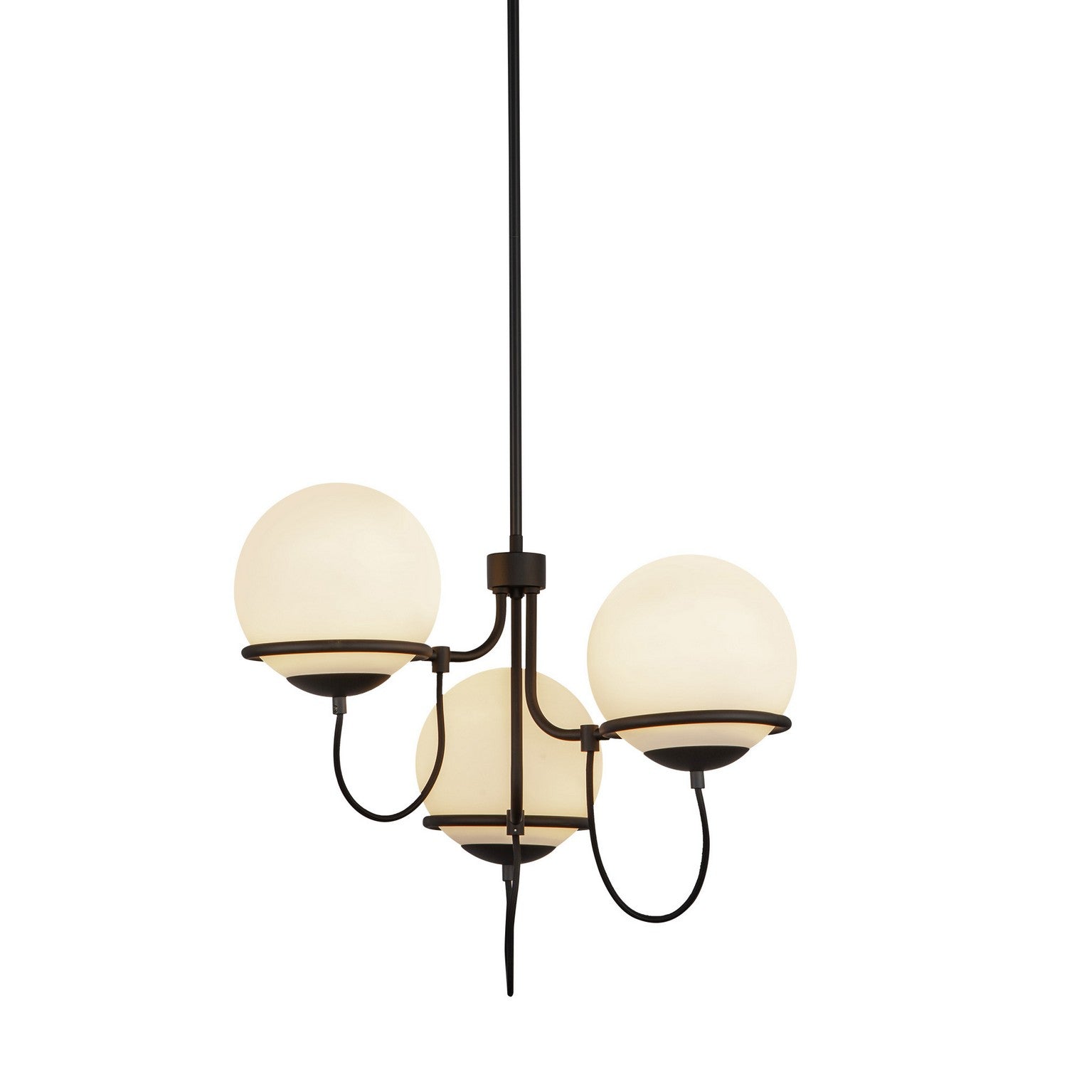 Alora - CH458323MBOP - Three Light Chandelier - Alba - Matte Black/Opal Glass