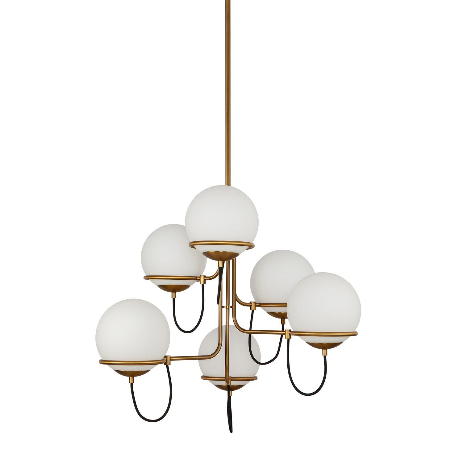 Alora - CH458632AGOP - Six Light Chandelier - Alba - Aged Brass/Opal Glass