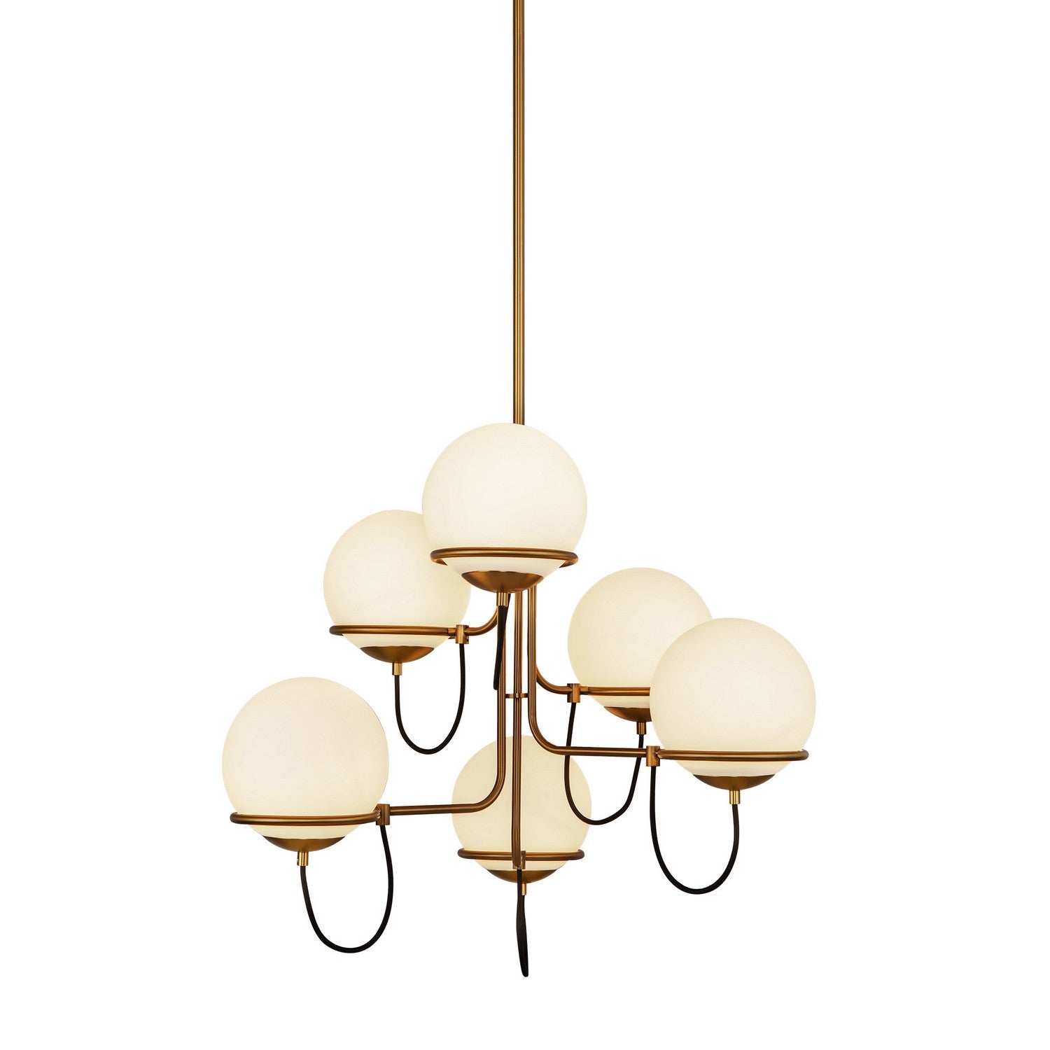 Alora - CH458632AGOP - Six Light Chandelier - Alba - Aged Brass/Opal Glass