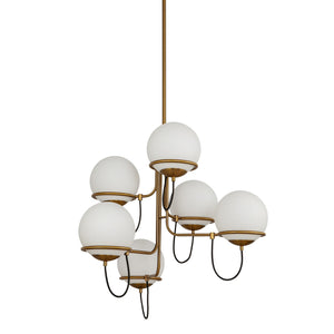 Alora - CH458632AGOP - Six Light Chandelier - Alba - Aged Brass/Opal Glass