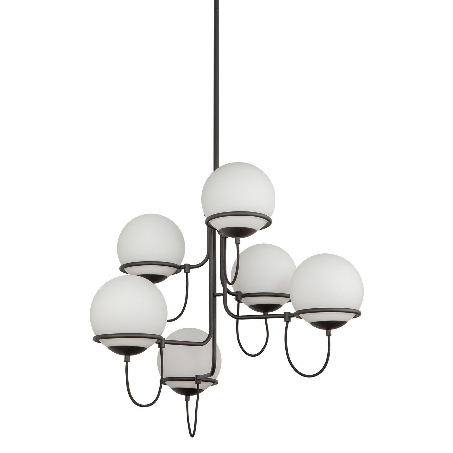 Alora - CH458632MBOP - Six Light Chandelier - Alba - Matte Black/Opal Glass