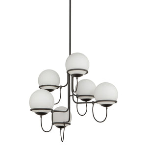 Alora - CH458632MBOP - Six Light Chandelier - Alba - Matte Black/Opal Glass