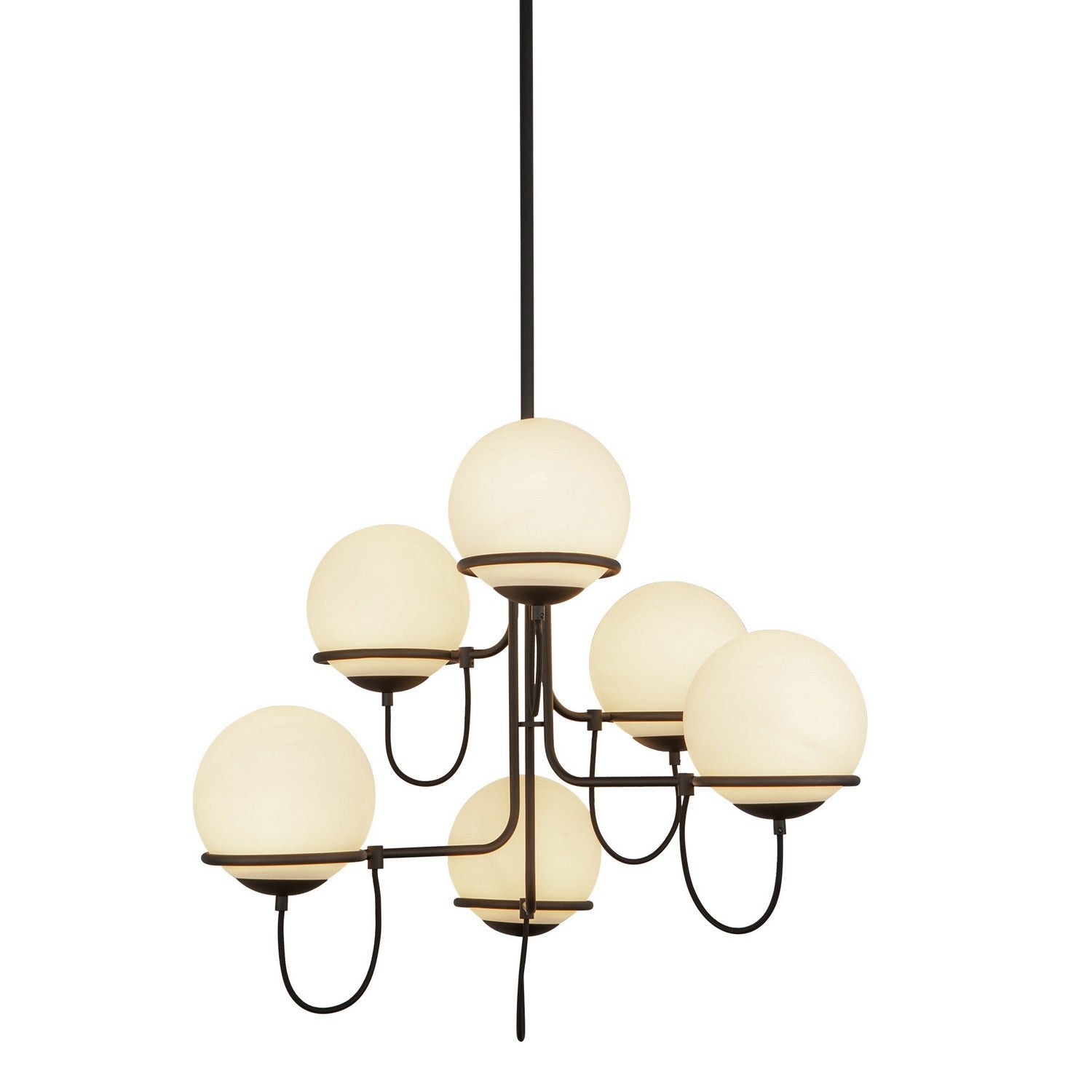 Alora - CH458632MBOP - Six Light Chandelier - Alba - Matte Black/Opal Glass