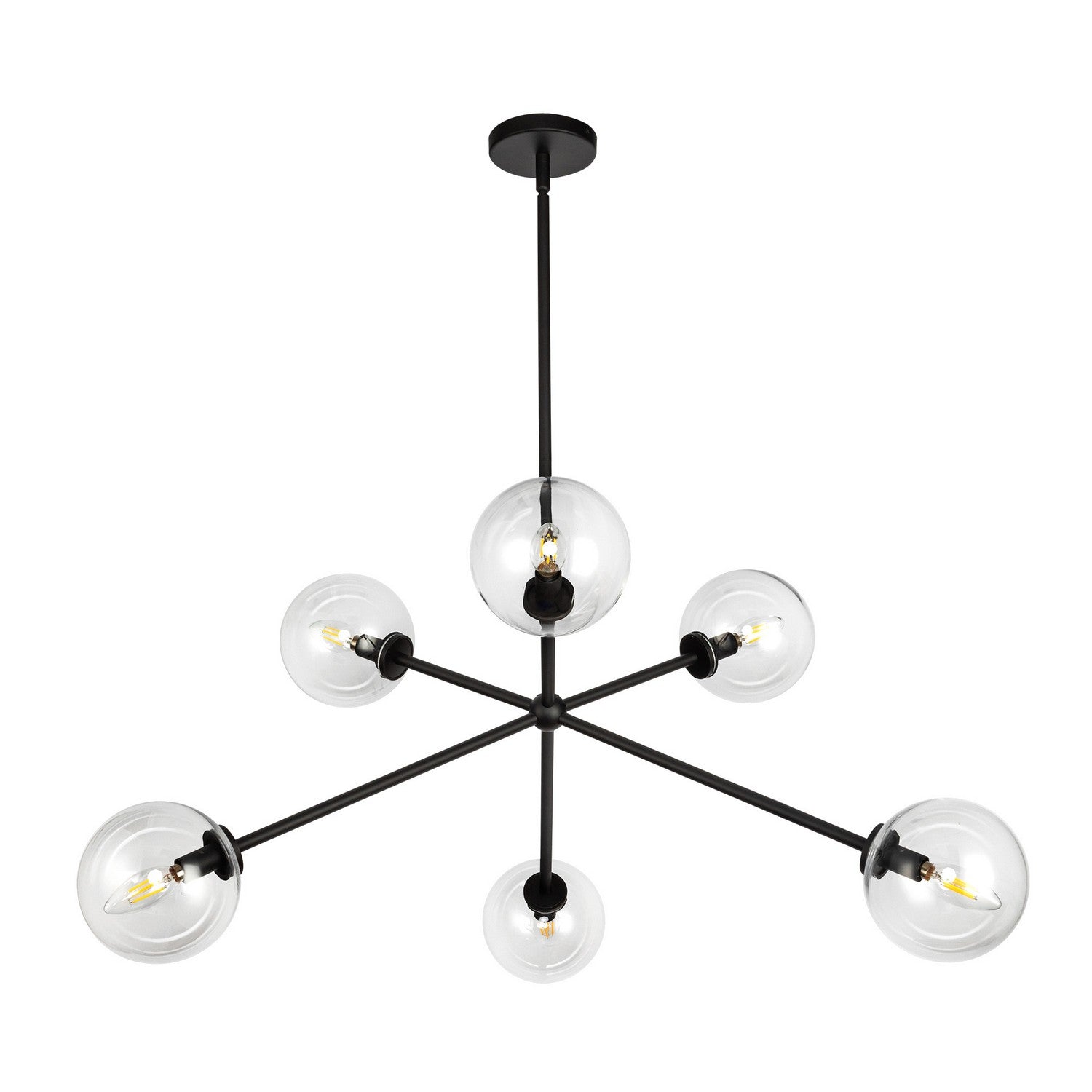 Alora - CH549640MBCL - Six Light Chandelier - Cassia - Matte Black/Clear Glass