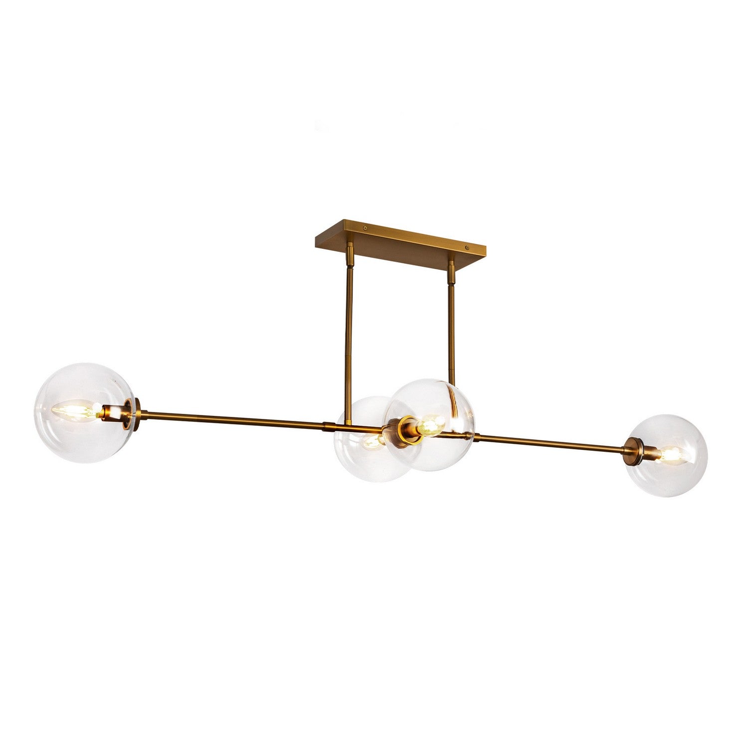 Alora - LP549448AGCL - Four Light Linear Pendant - Cassia - Aged Brass/Clear Glass