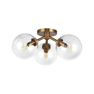 Alora - SF549315AGCL - Three Light Semi-Flush Mount - Cassia - Aged Brass/Clear Glass