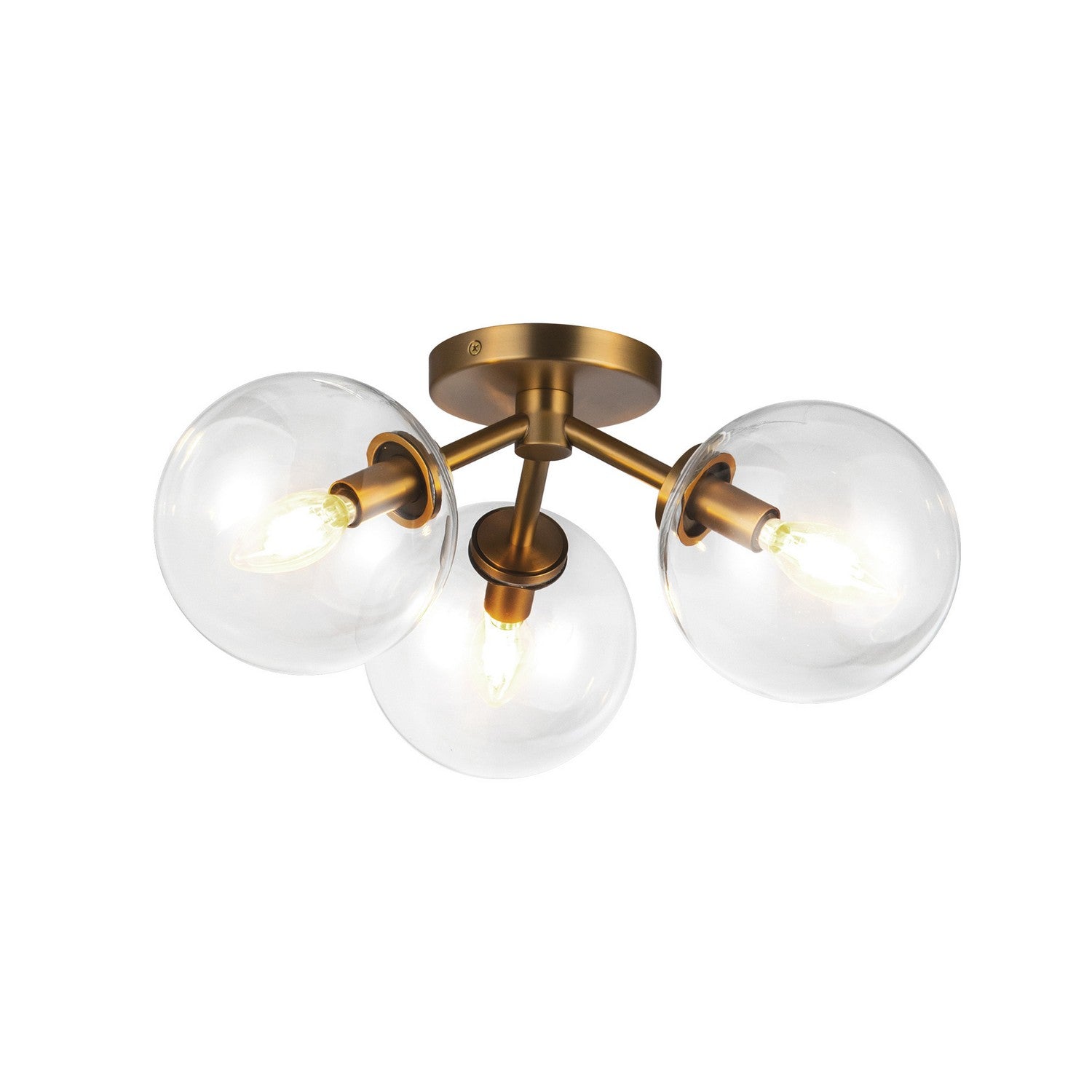 Alora - SF549315AGCL - Three Light Semi-Flush Mount - Cassia - Aged Brass/Clear Glass