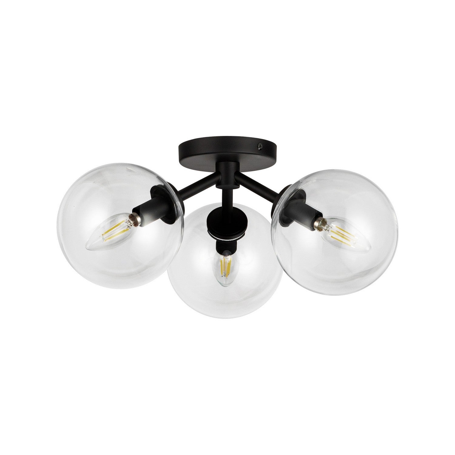 Alora - SF549315MBCL - Three Light Semi-Flush Mount - Cassia - Matte Black/Clear Glass