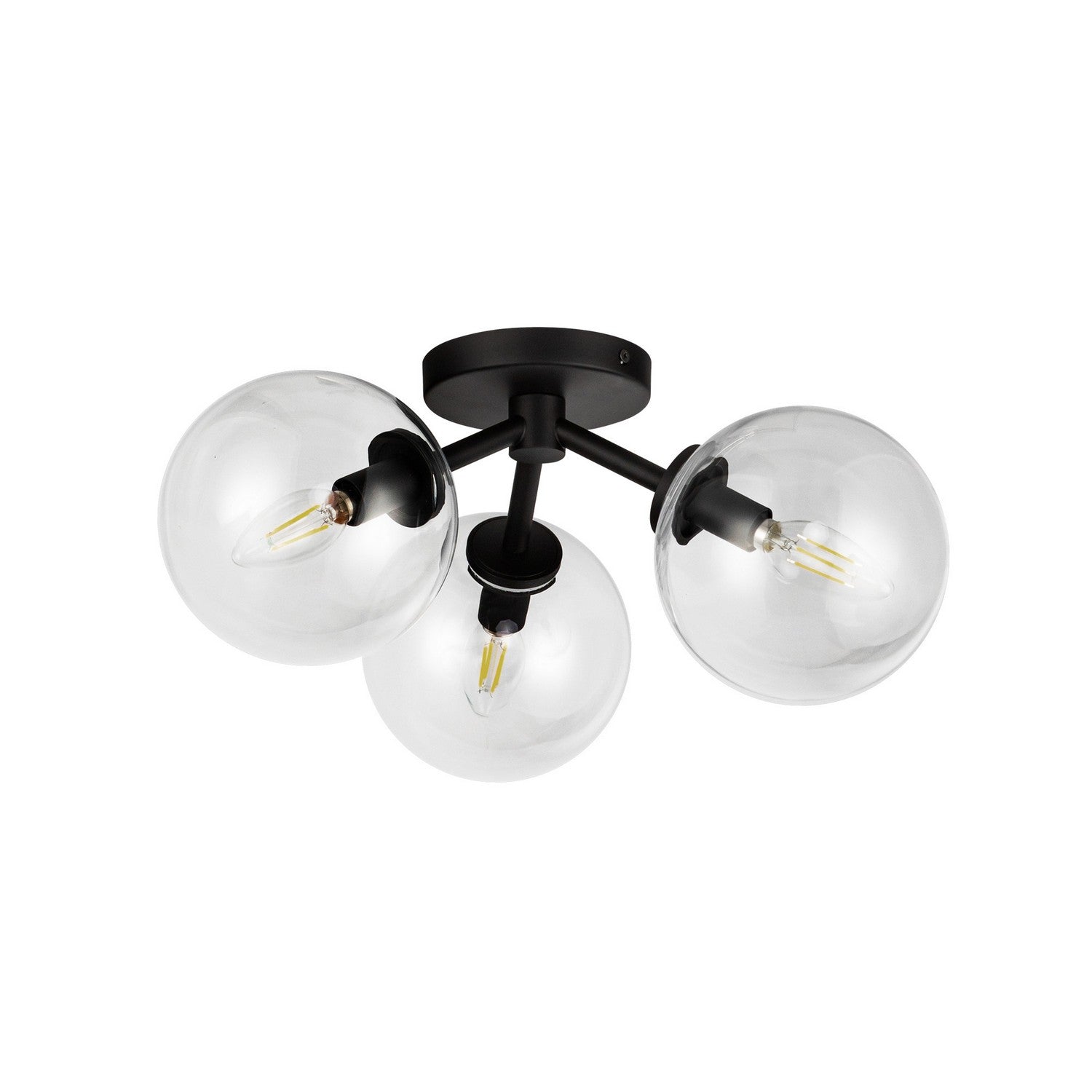 Alora - SF549315MBCL - Three Light Semi-Flush Mount - Cassia - Matte Black/Clear Glass