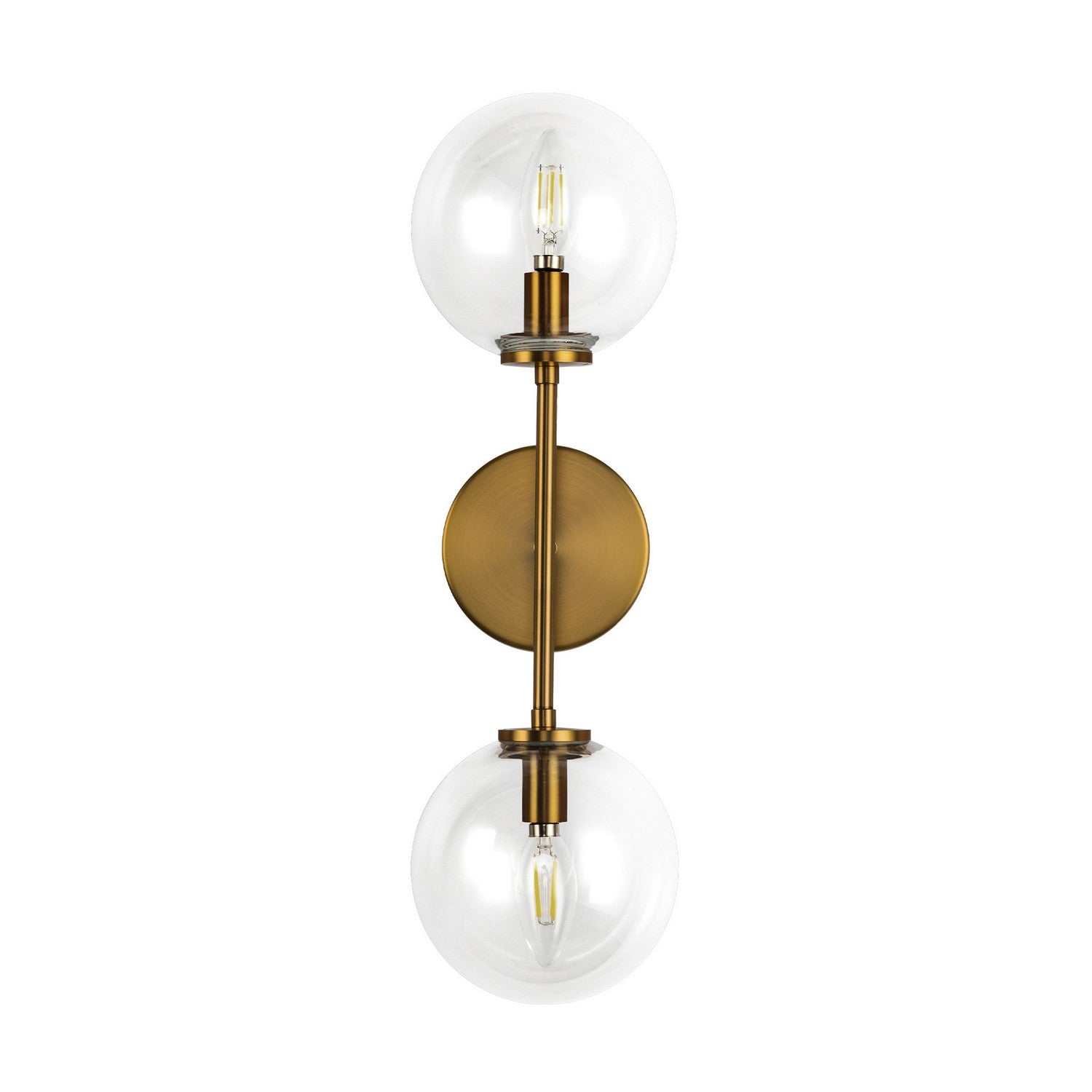 Alora - WV549220AGCL - Two Light Wall Vanity - Cassia - Aged Brass/Clear Glass