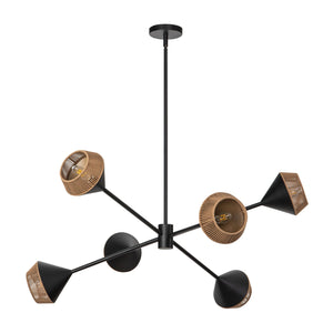 Alora - CH633638MBBR - Six Light Chandelier - Daphne - Matte Black/Brown Cotton Rope