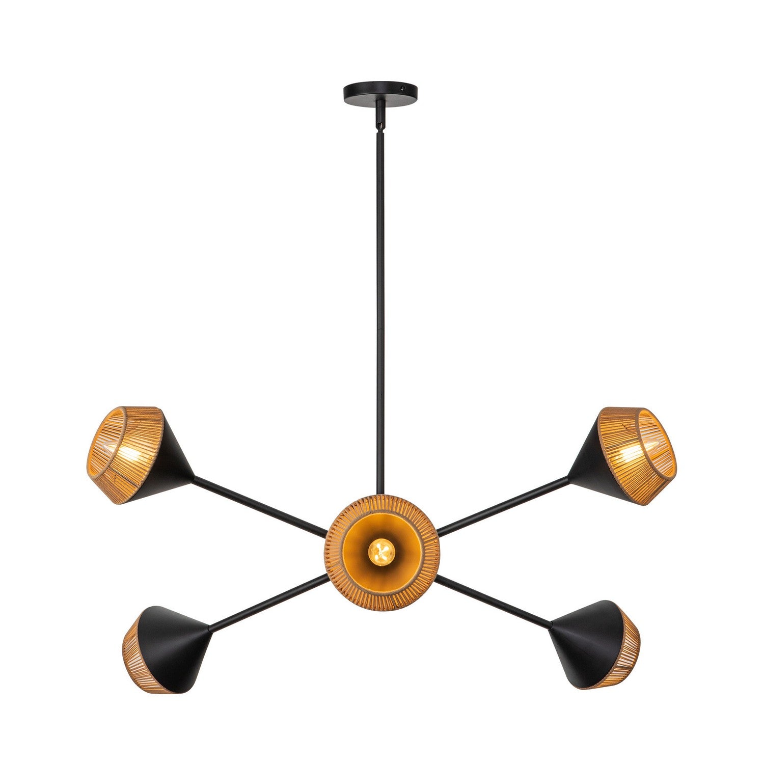 Alora - CH633638MBBR - Six Light Chandelier - Daphne - Matte Black/Brown Cotton Rope