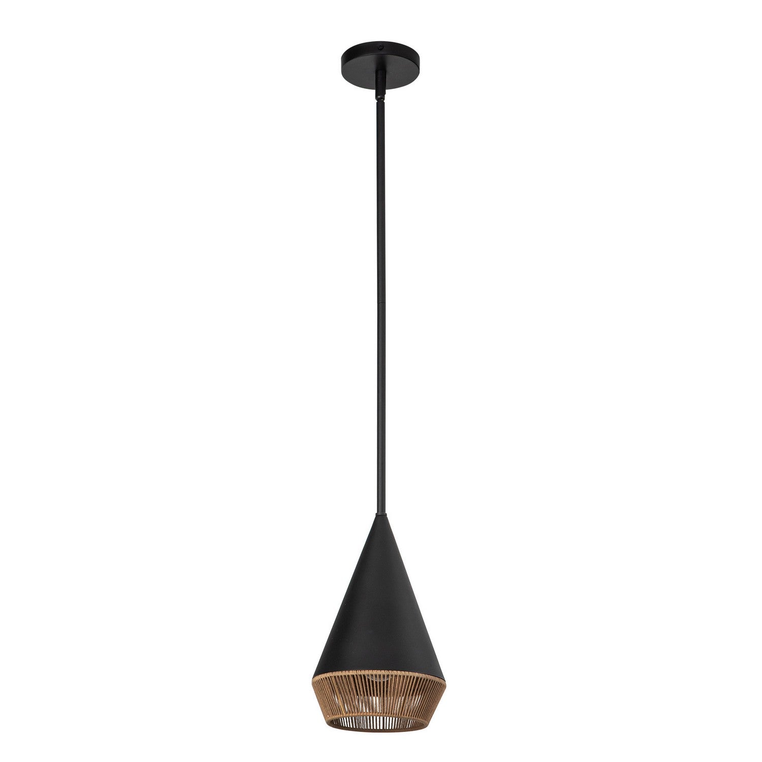 Alora - PD633107MBBR - One Light Pendant - Daphne - Matte Black/Brown Cotton Rope