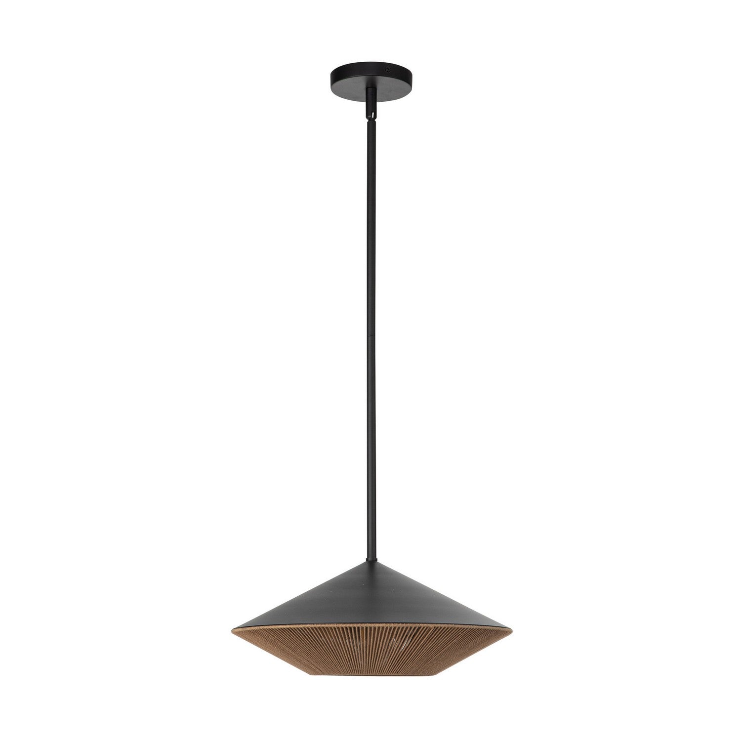 Alora - PD633215MBBR - One Light Pendant - Daphne - Matte Black/Brown Cotton Rope