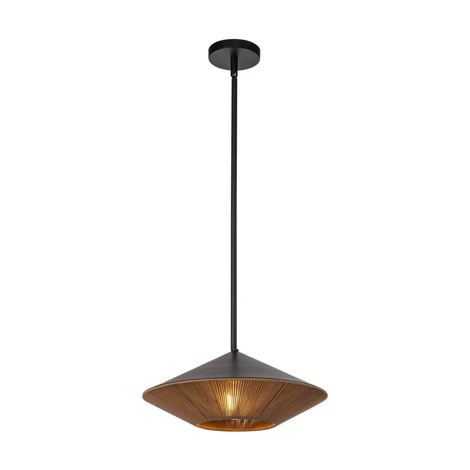 Alora - PD633215MBBR - One Light Pendant - Daphne - Matte Black/Brown Cotton Rope