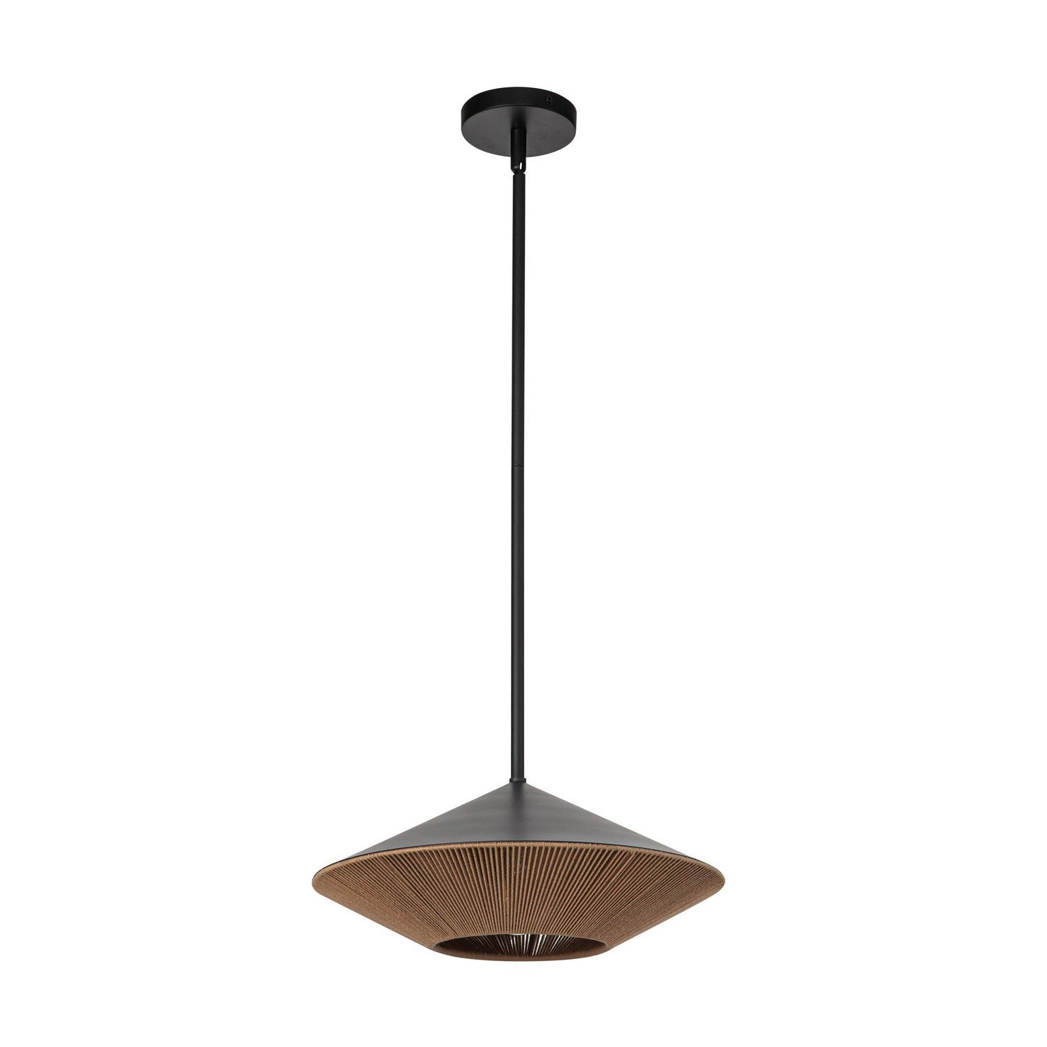 Alora - PD633215MBBR - One Light Pendant - Daphne - Matte Black/Brown Cotton Rope