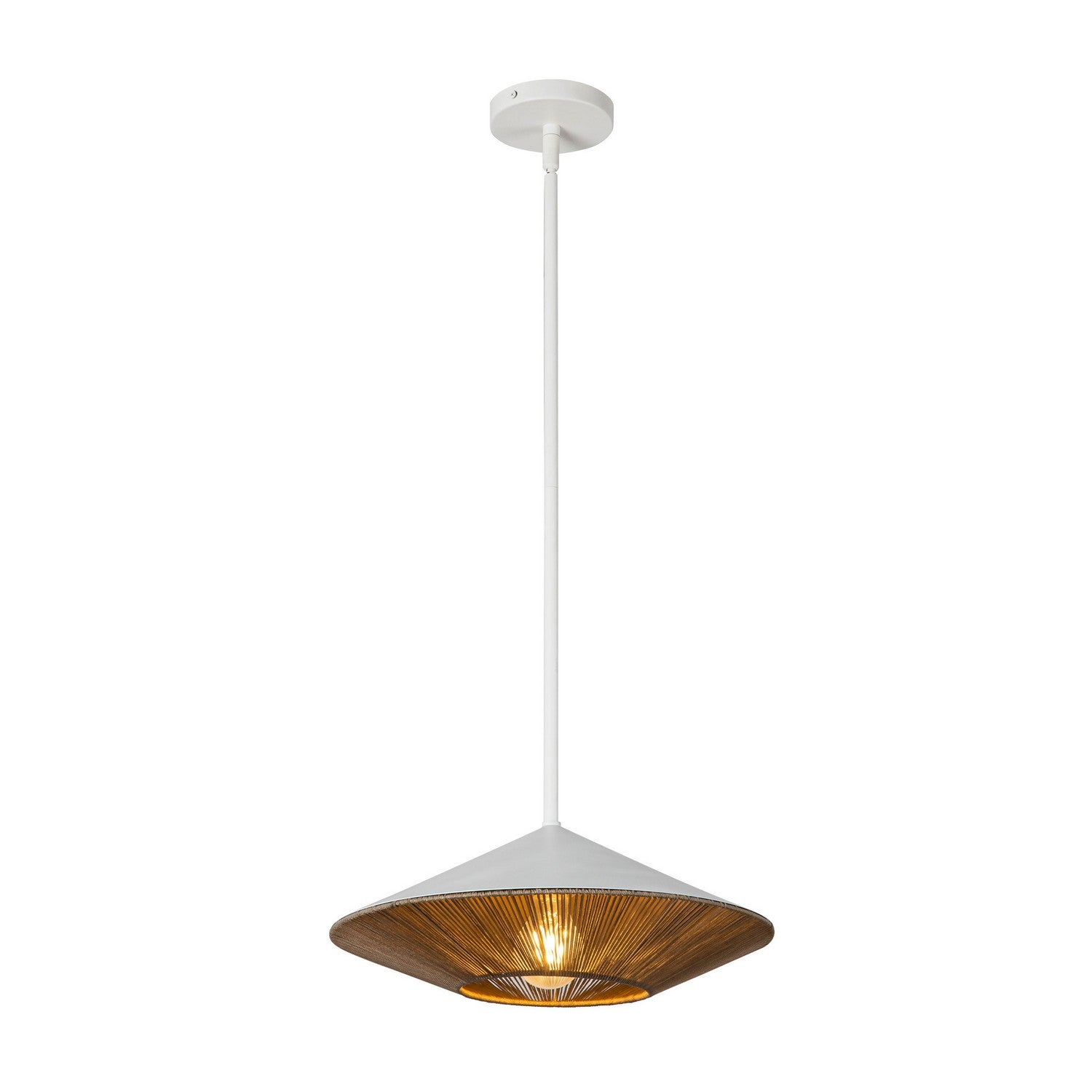 Alora - PD633215WHBR - One Light Pendant - Daphne - White/Brown Cotton Rope