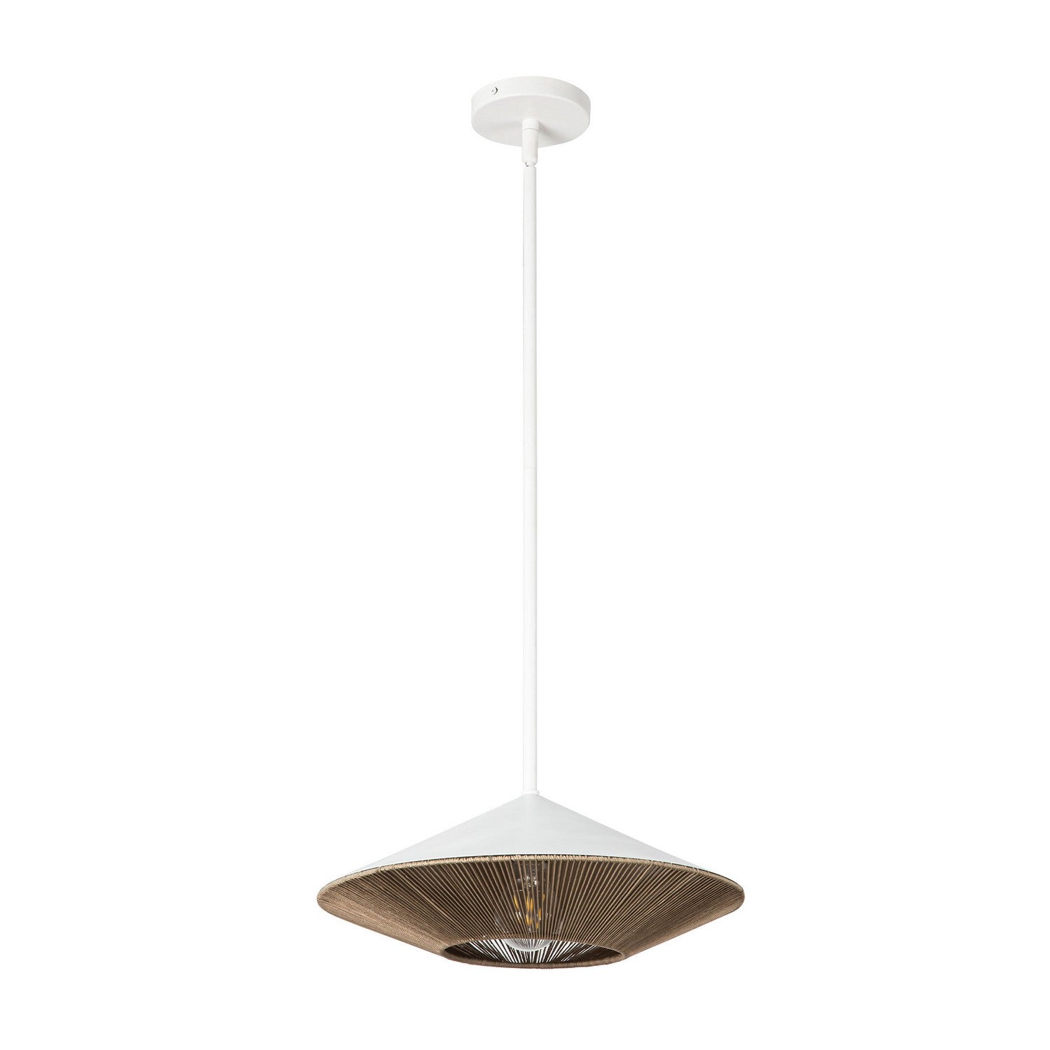 Alora - PD633215WHBR - One Light Pendant - Daphne - White/Brown Cotton Rope