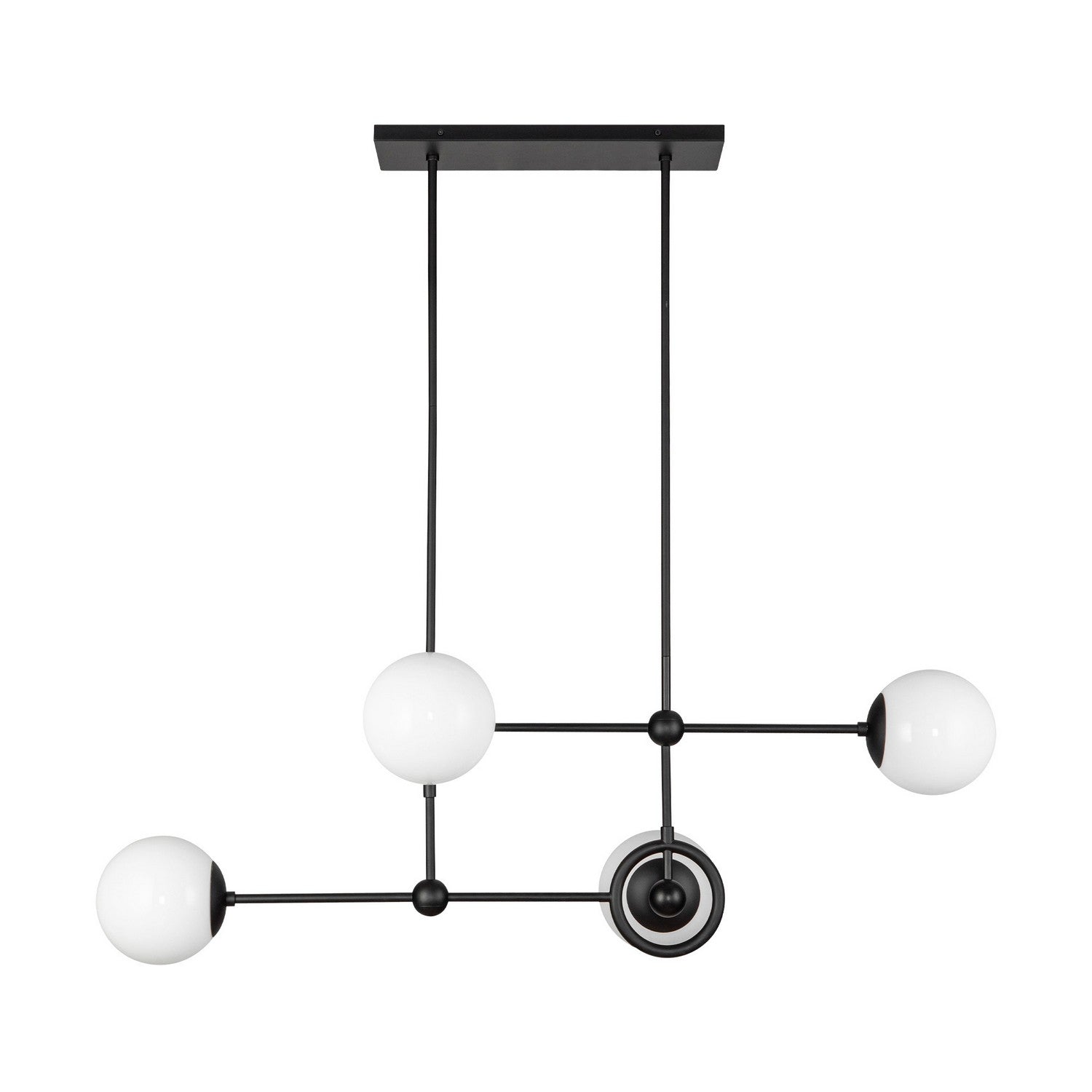 Alora - CH407342MBGO - Four Light Chandelier - Fiore - Matte Black/Glossy Opal Glass