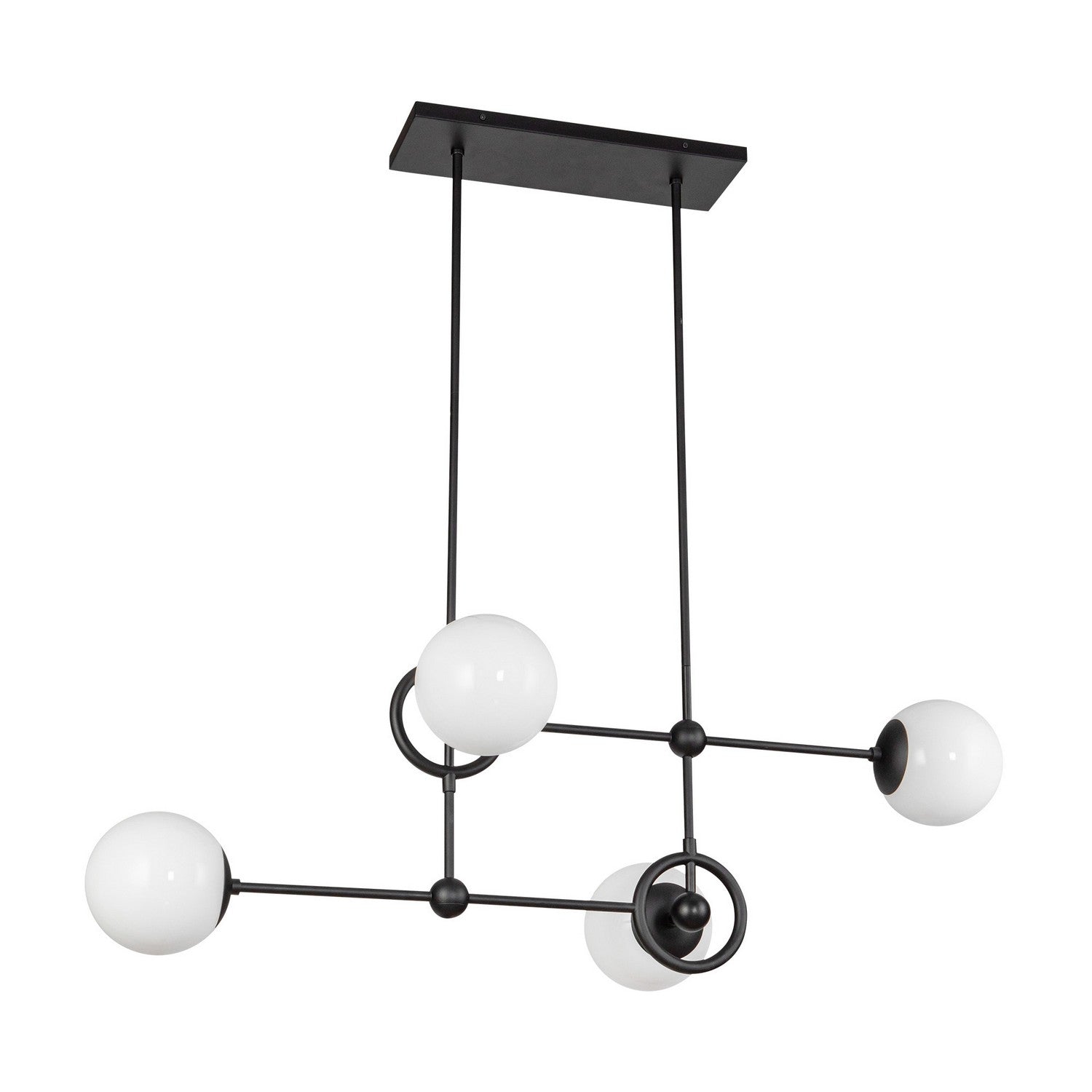 Alora - CH407342MBGO - Four Light Chandelier - Fiore - Matte Black/Glossy Opal Glass