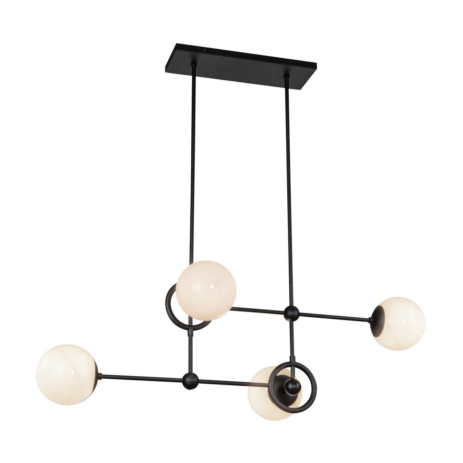 Alora - CH407342MBGO - Four Light Chandelier - Fiore - Matte Black/Glossy Opal Glass