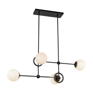 Alora - CH407342MBGO - Four Light Chandelier - Fiore - Matte Black/Glossy Opal Glass