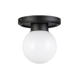 Alora - SF407306MBGO - One Light Semi-Flush Mount - Fiore - Matte Black/Glossy Opal Glass