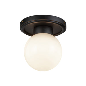 Alora - SF407306MBGO - One Light Semi-Flush Mount - Fiore - Matte Black/Glossy Opal Glass