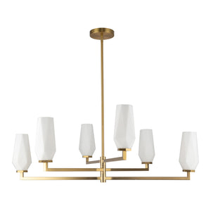 Alora - CH424135BGOP - Six Light Chandelier - Krysta - Brushed Gold/Opal Glass