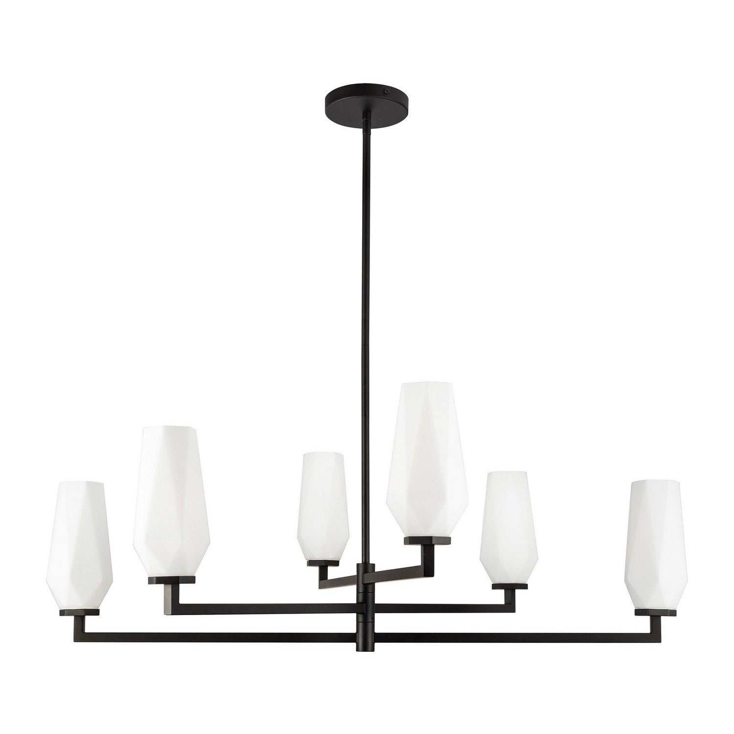 Alora - CH424135MBOP - Six Light Chandelier - Krysta - Matte Black/Opal Glass