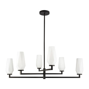 Alora - CH424135MBOP - Six Light Chandelier - Krysta - Matte Black/Opal Glass