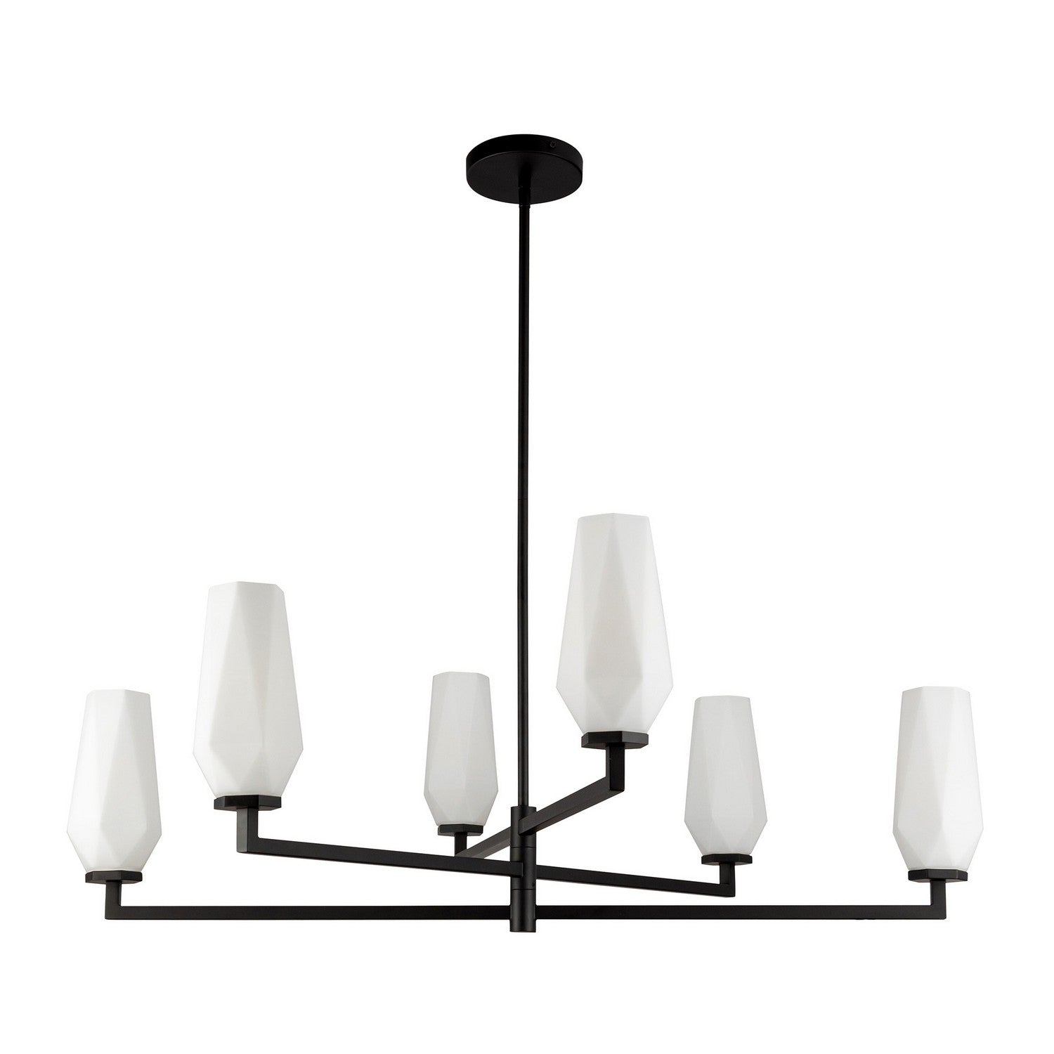 Alora - CH424135MBOP - Six Light Chandelier - Krysta - Matte Black/Opal Glass