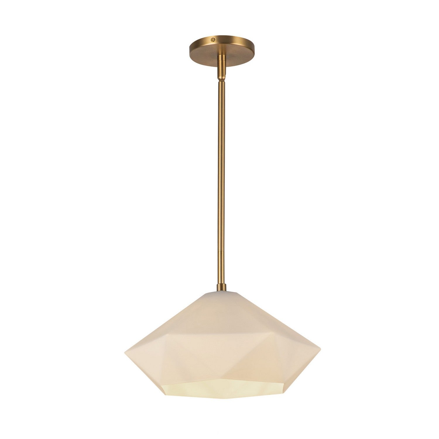 Alora - PD424514BGOP - One Light Pendant - Krysta - Brushed Gold/Opal Glass