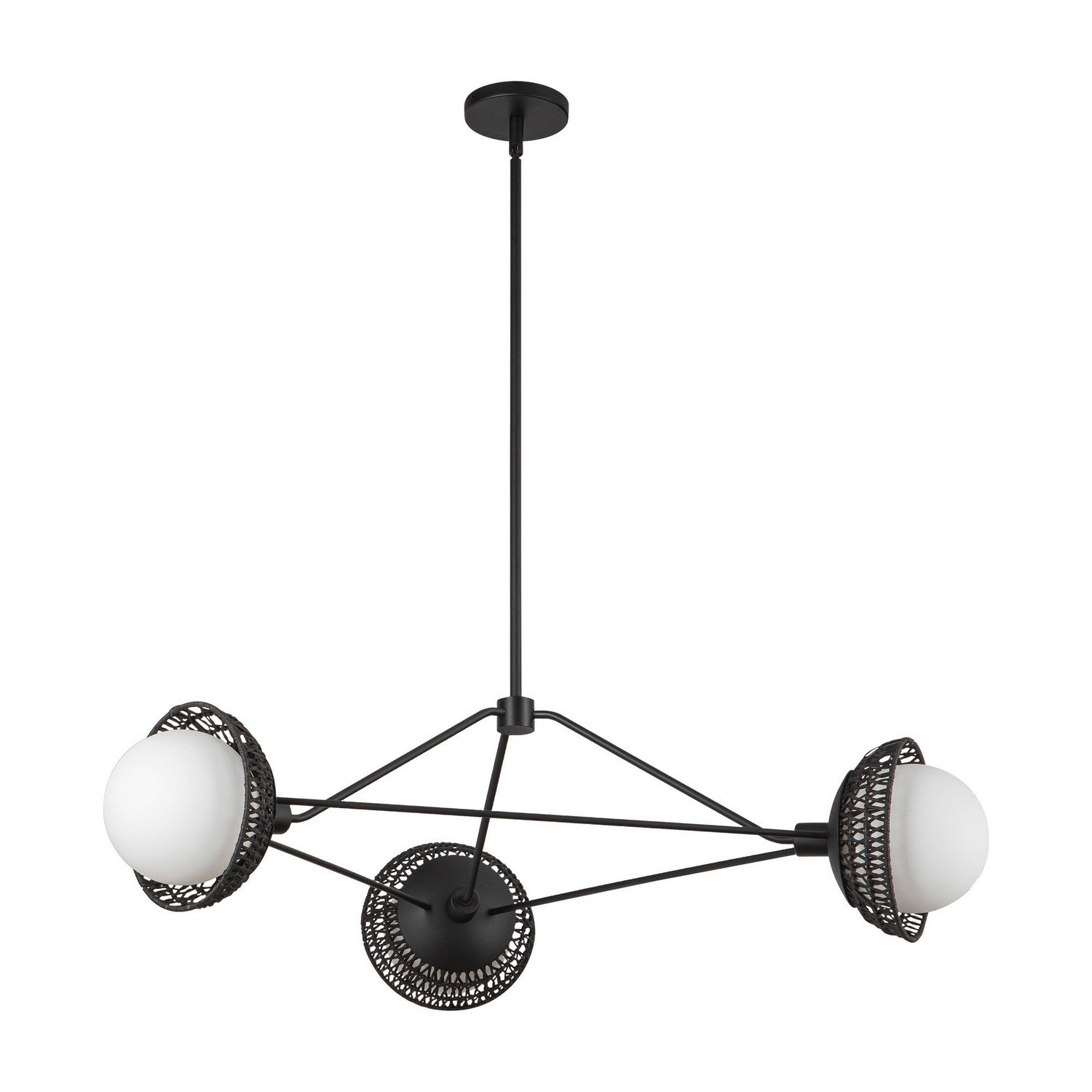 Alora - CH490340MBOP - Three Light Chandelier - Perth - Matte Black/Opal Glass