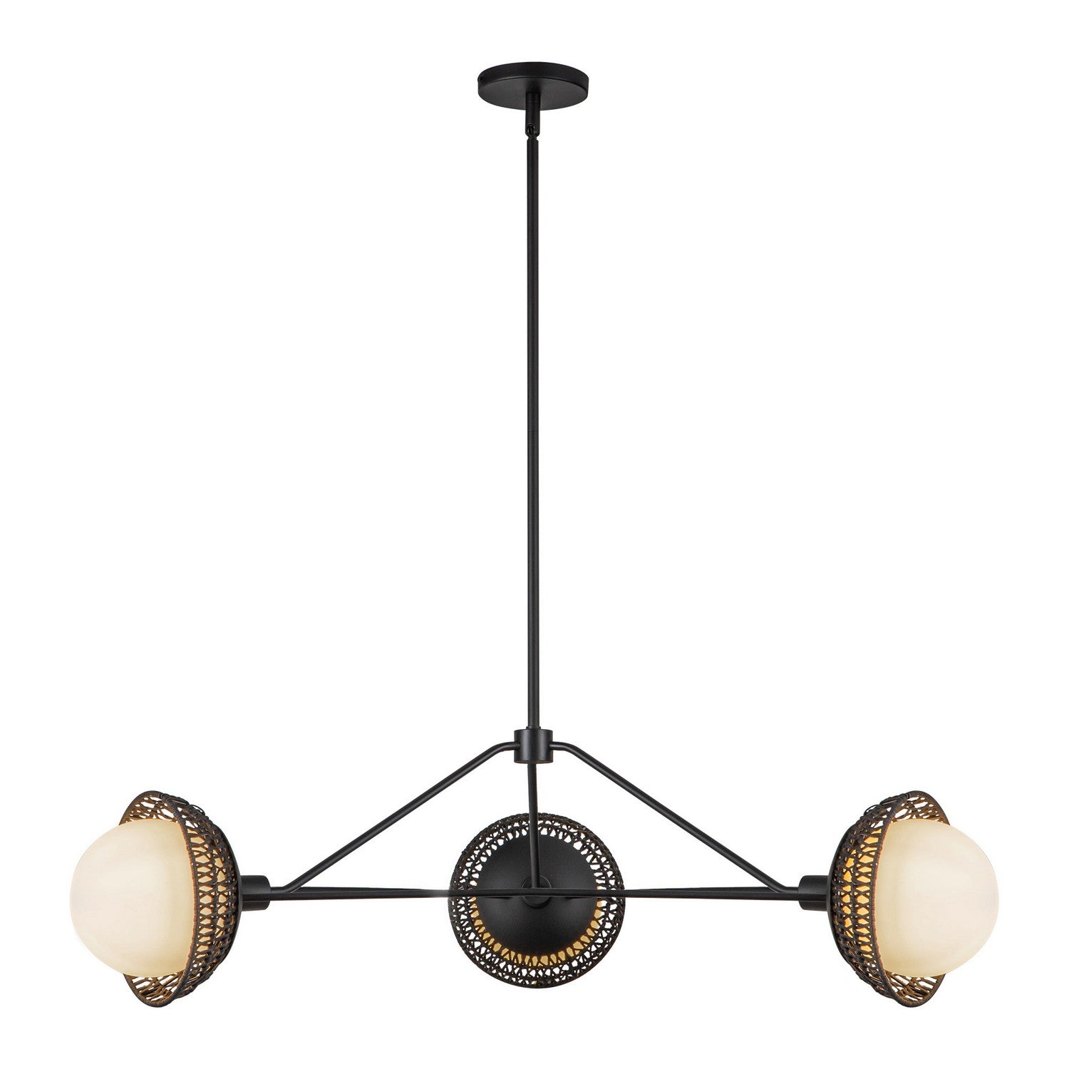 Alora - CH490340MBOP - Three Light Chandelier - Perth - Matte Black/Opal Glass