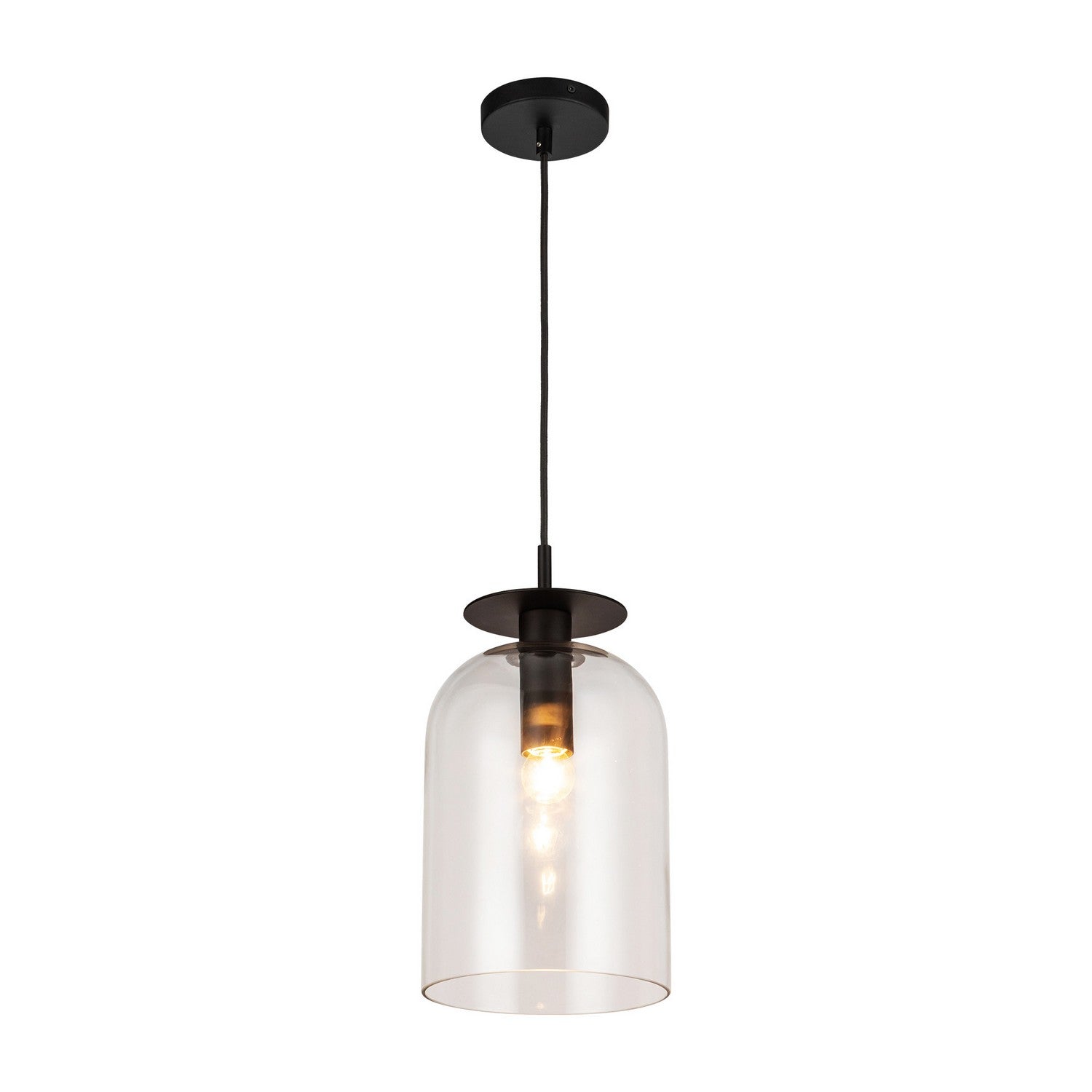 Alora - PD515408MBCL - One Light Pendant - Sylvia - Matte Black/Clear Glass