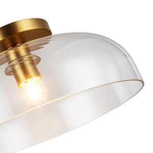 Alora - SF515712BGCL - One Light Semi-Flush Mount - Sylvia - Brushed Gold/Clear Glass