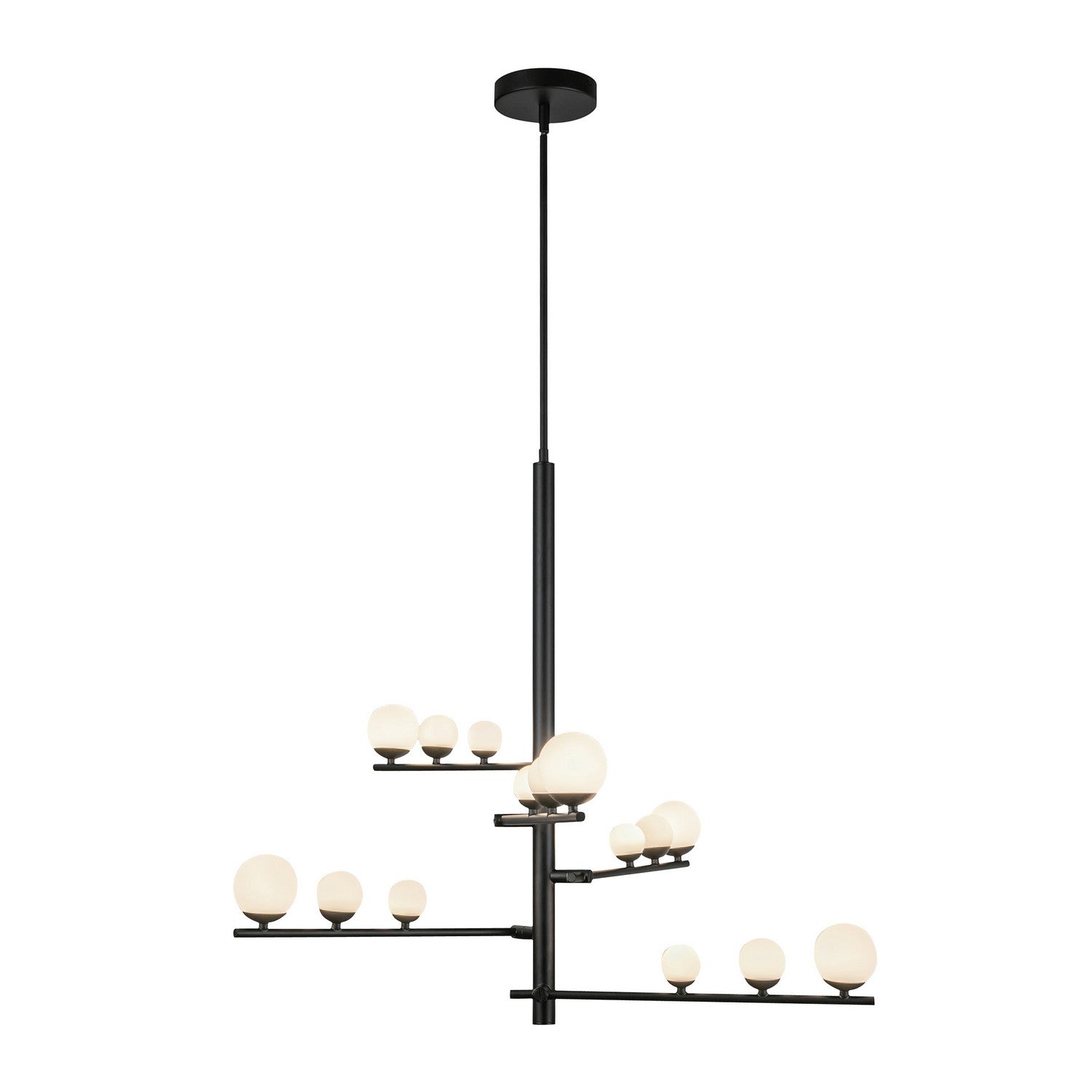 Kuzco Lighting - CH55530-BK/OP - LED Chandelier - Juniper - Black/Opal Glass