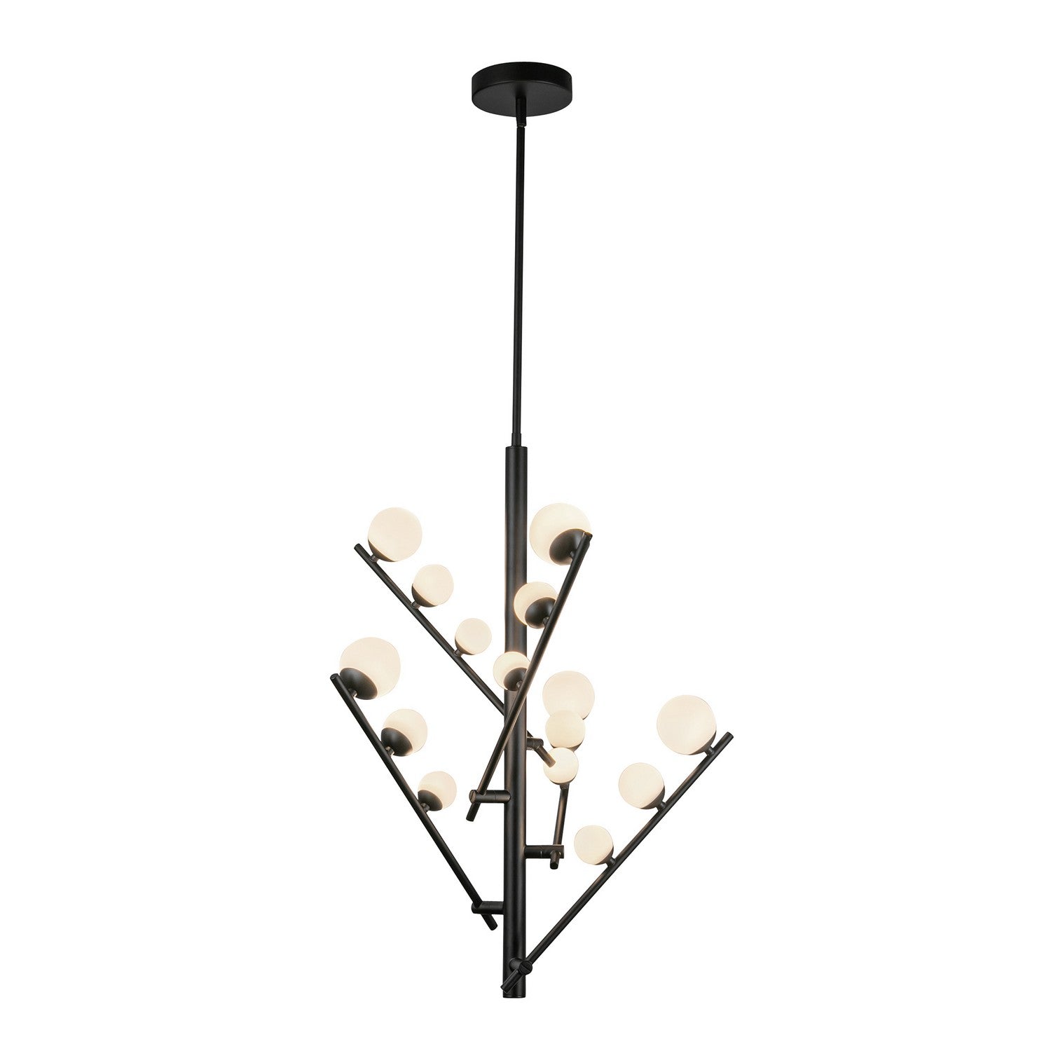 Kuzco Lighting - CH55530-BK/OP - LED Chandelier - Juniper - Black/Opal Glass