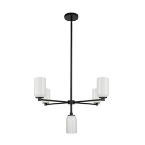 Kuzco Lighting - CH57731-BK/GO - Five Light Chandelier - Nola - Black/Glossy Opal Glass