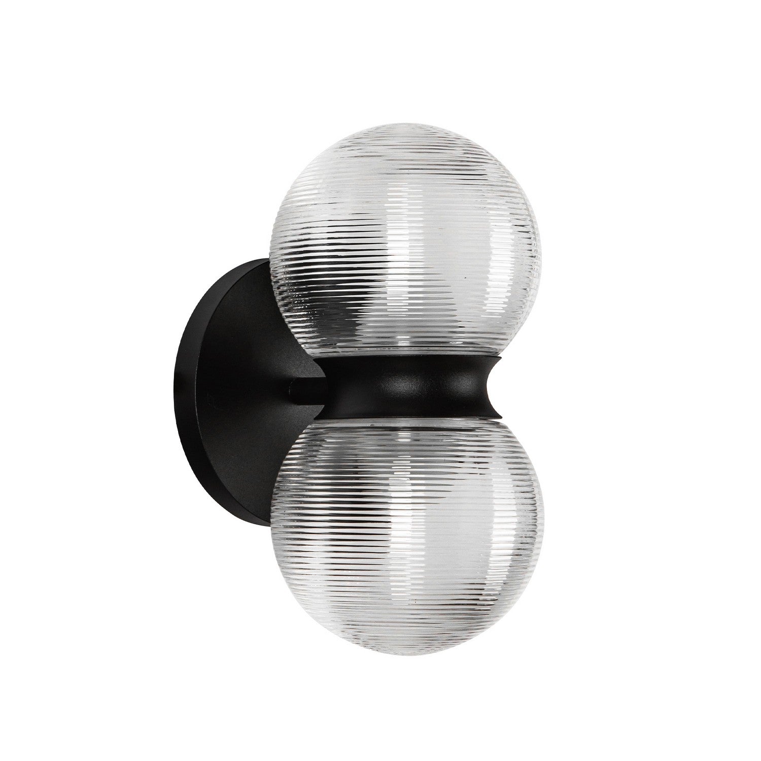 Kuzco Lighting - EW77209-BK/CR - LED Exterior Wall Mount - Peri - Black/Clear Ribbed Glass