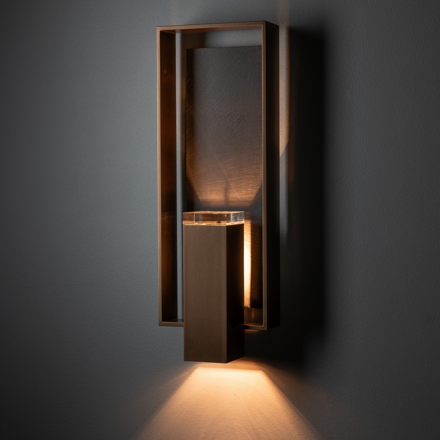 Hubbardton Forge - 302604-SKT-75-SL-ZM0546 - Shadow Box Large w/Slate Outdoor Sconce - Shadow Box - Coastal Bronze