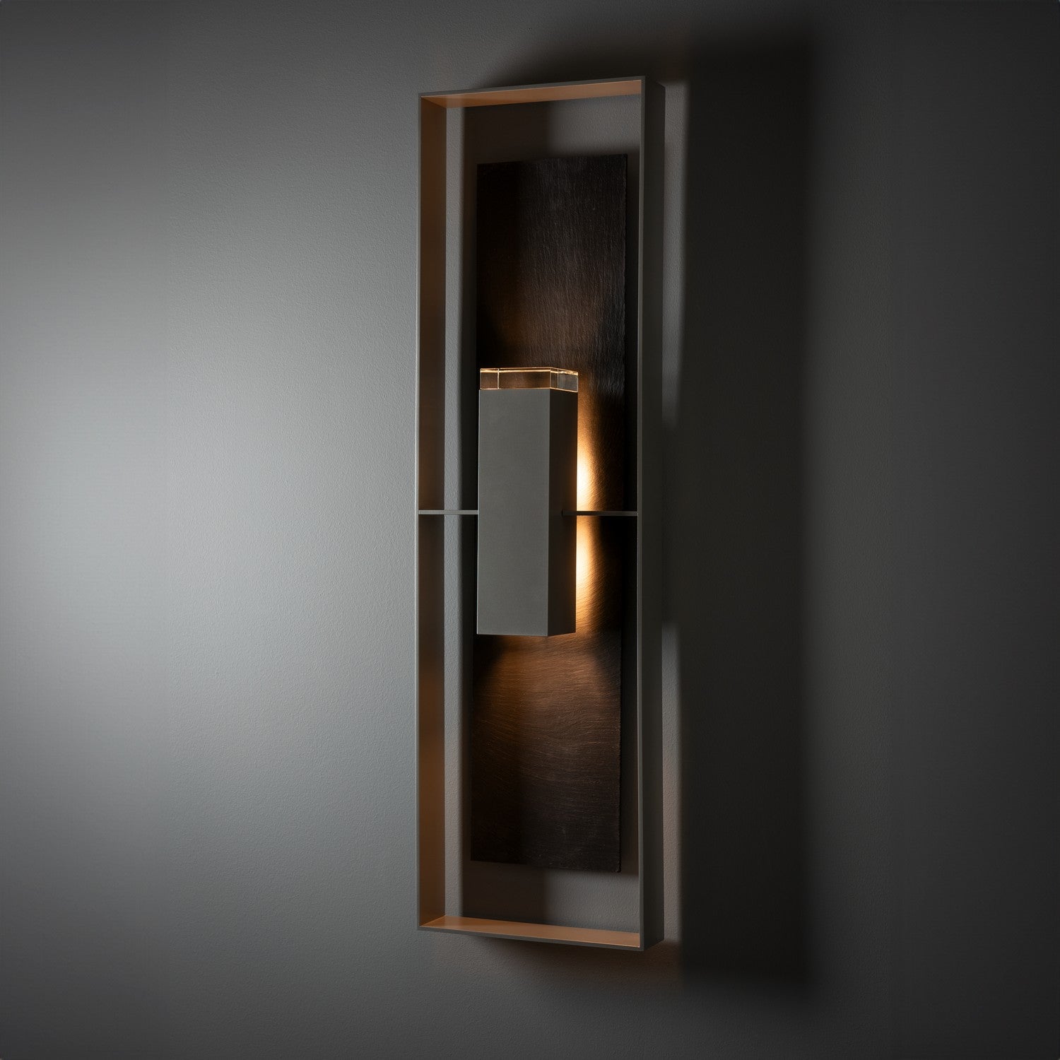 Hubbardton Forge - 302609-SKT-78-SL-ZM0736 - Shadow Box Extra Tall w/Slate Outdoor Sconce - Shadow Box - Coastal Burnished Steel