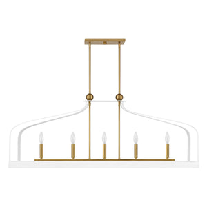 Savoy House - 1-7804-5-142 - Five Light Linear Chandelier - Sheffield - White with Warm Brass Accents